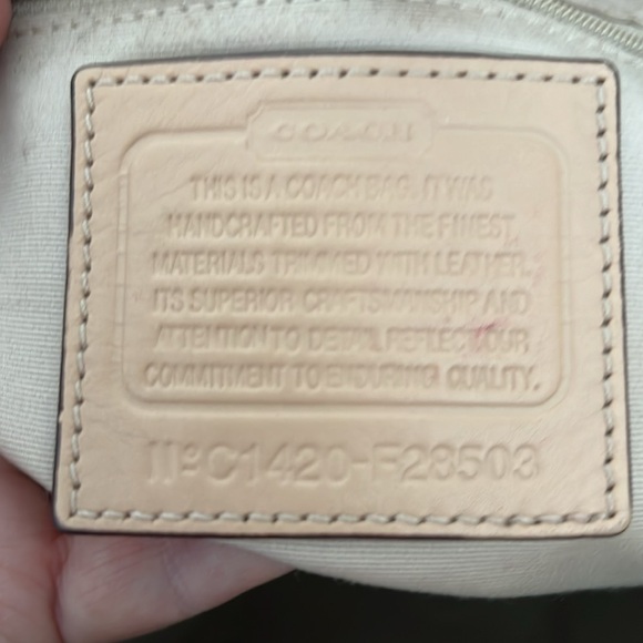 Coach big signature C with teal stripe tote/satchel - Picture 6 of 8